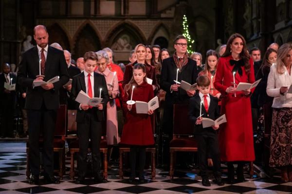 Prince William, Catherine, Prince George, Princess Charlotte, and Prince Louis at the 'Together At Christmas' Carol Service at Westminster Abbey, London, England.