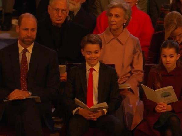 William, Prince of Wales, Prince George and Princess Charlotte attend the Together At Christmas carol service at Westminster Abbey in London, Britain, December 6, 2024. 