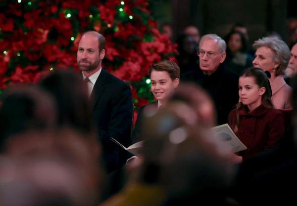 William, Prince of Wales, Prince George and Princess Charlotte attend the Together At Christmas carol service at Westminster Abbey in London, Britain, December 6, 2024. 