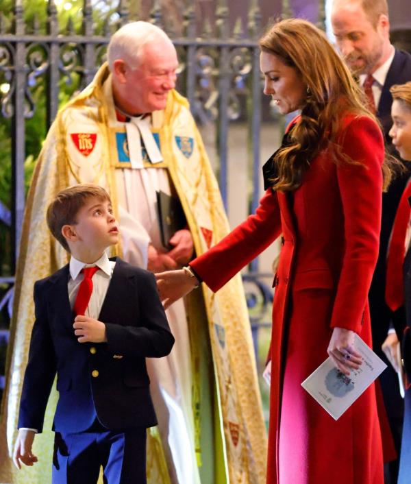 Prince Louis of Wales and Catherine, Princess of Wales attend the 'Together At Christmas' Carol Service at Westminster Abbey on December 6, 2024 in London, England. 