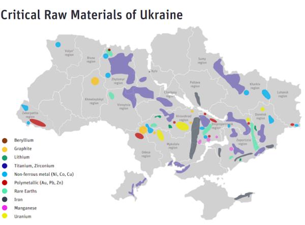 A map shows critical minerals across the country, including near the Russian border.